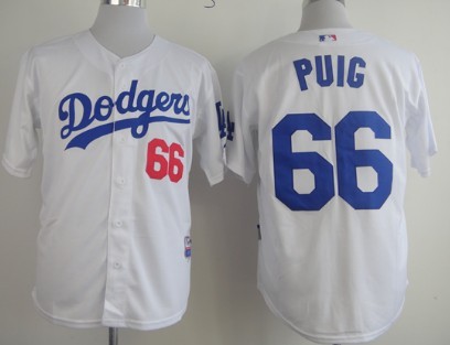 Los Angeles Dodgers #66 Yasiel Puig White Jersey