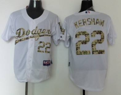 Los Angeles Dodgers #22 Clayton Kershaw White With Camo Jersey
