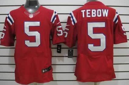 Nike New England Patriots #5 Tim Tebow Red Elite Jersey