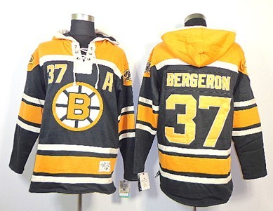 Old Time Hockey Boston Bruins #37 Patrice Bergeron Black Hoodie