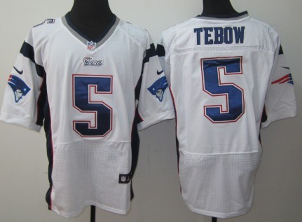Nike New England Patriots #5 Tim Tebow White Elite Jersey