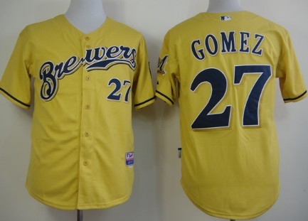 Milwaukee Brewers #27 Carlos Gomez Yellow Jersey