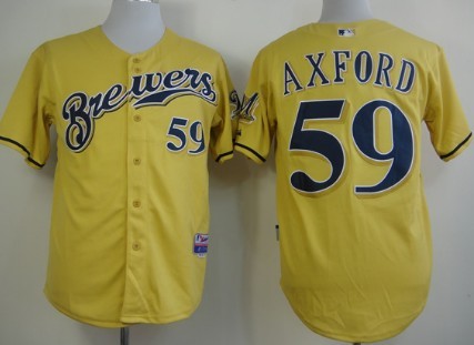 Milwaukee Brewers #59 John Axford Yellow Jersey