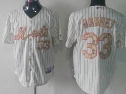 New York Mets #33 Matt Harvey Cream With Camo Jersey