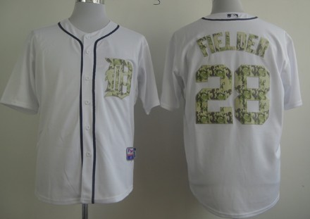 Detroit Tigers #28 Prince Fielder White With Camo Jersey