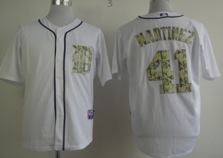 Detroit Tigers #41 Victor Martinez White With Camo Jersey