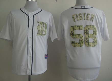 Detroit Tigers #58 Doug Fister White With Camo Jersey
