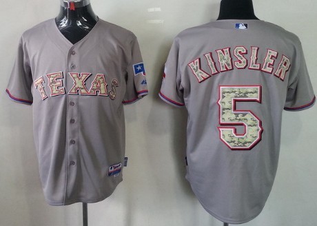 Texas Rangers #5 Ian Kinsler Gray With Camo Jersey