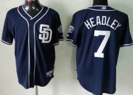 San Diego Padres #7 Chase Headley Navy Blue Jersey