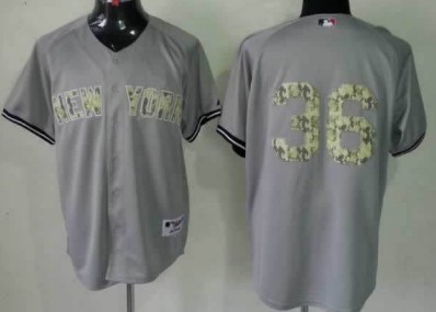 New York Yankees #36 Kevin Youkilis Gray With Camo Jersey