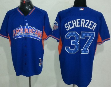 Detroit Tigers #37 Max Scherzer 2013 All-Star Blue Jersey