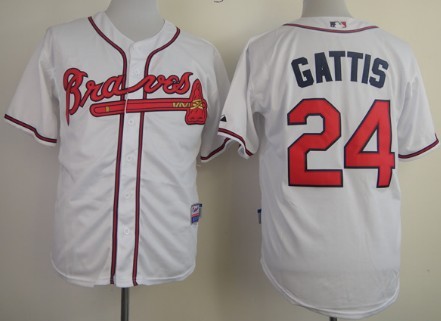 Atlanta Braves #24 Evan Gattis White Jersey
