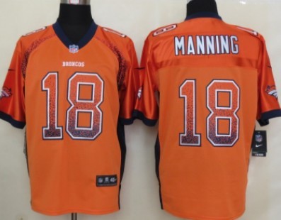 Nike Denver Broncos #18 Peyton Manning 2013 Drift Fashion Orange Elite Jersey