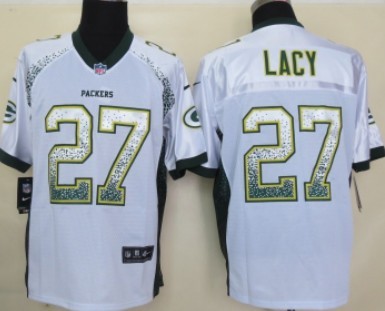 Nike Green Bay Packers #27 Eddie Lacy 2013 Drift Fashion White Elite Jersey