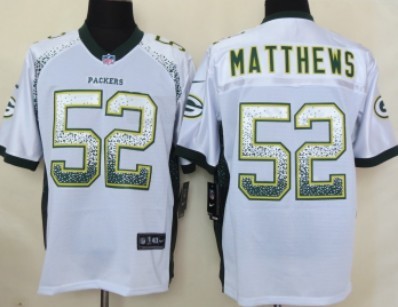 Nike Green Bay Packers #52 Clay Matthews 2013 Drift Fashion White Elite Jersey