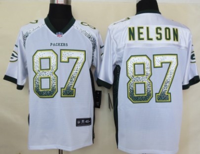 Nike Green Bay Packers #87 Jordy Nelson 2013 Drift Fashion White Elite Jersey