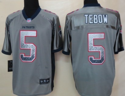 Nike New England Patriots #5 Tim Tebow 2013 Drift Fashion Gray Elite Jersey