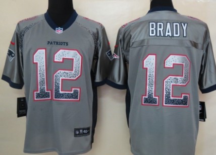 Nike New England Patriots #12 Tom Brady 2013 Drift Fashion Gray Elite Jersey