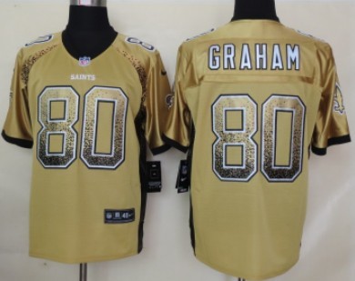 Nike New Orleans Saints #80 Jimmy Graham 2013 Drift Fashion Gold Elite Jersey