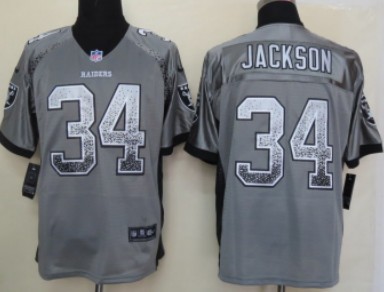 Nike Oakland Raiders #34 Bo Jackson 2013 Drift Fashion Gray Elite Jersey