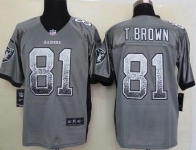 Nike Oakland Raiders #81 Tim Brown 2013 Drift Fashion Gray Elite Jersey