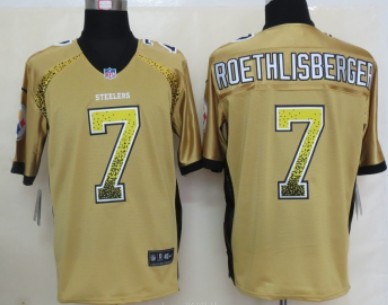 Nike Pittsburgh Steelers #7 Ben Roethlisberger 2013 Drift Fashion Yellow Elite Jersey