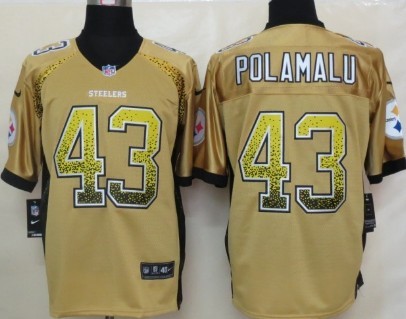 Nike Pittsburgh Steelers #43 Troy Polamalu 2013 Drift Fashion Yellow Elite Jersey