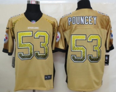 Nike Pittsburgh Steelers #53 Maurkice Pouncey 2013 Drift Fashion Yellow Elite Jersey