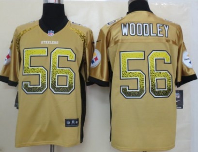 Nike Pittsburgh Steelers #56 LaMarr Woodley 2013 Drift Fashion Yellow Elite Jersey