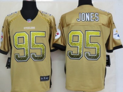Nike Pittsburgh Steelers #95 Jarvis Jones 2013 Drift Fashion Yellow Elite Jersey