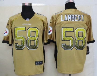 Nike Pittsburgh Steelers #58 Jack Lambert 2013 Drift Fashion Yellow Elite Jersey