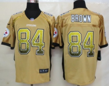 Nike Pittsburgh Steelers #84 Antonio Brown 2013 Drift Fashion Yellow Elite Jersey
