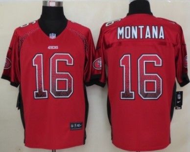 Nike San Francisco 49ers #16 Joe Montana 2013 Drift Fashion Red Elite Jersey