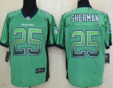 Nike Seattle Seahawks #25 Richard Sherman 2013 Drift Fashion Green Elite Jersey