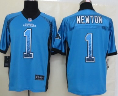 Nike Carolina Panthers #1 Cam Newton 2013 Drift Fashion Blue Elite Jersey