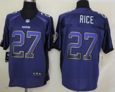 Nike Baltimore Ravens #27 Ray Rice 2013 Drift Fashion Purple Elite Jersey