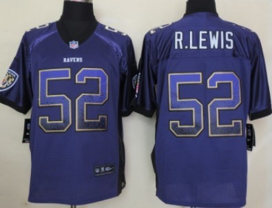 Nike Baltimore Ravens #52 Ray Lewis 2013 Drift Fashion Purple Elite Jersey