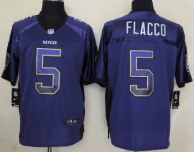 Nike Baltimore Ravens #5 Joe Flacco 2013 Drift Fashion Purple Elite Jersey