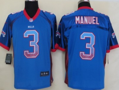 Nike Buffalo Bills #3 EJ Manuel 2013 Drift Fashion Blue Elite Jersey