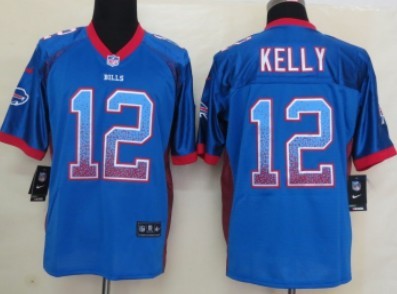 Nike Buffalo Bills #12 Jim Kelly 2013 Drift Fashion Blue Elite Jersey