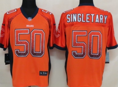 Nike Chicago Bears #50 Mike Singletary 2013 Drift Fashion Orange Elite Jersey