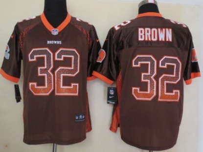 Nike Cleveland Browns #32 Jim Brown 2013 Drift Fashion Brown Elite Jersey