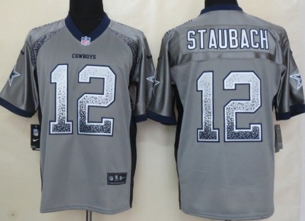 Nike Dallas Cowboys #12 Roger Staubach 2013 Drift Fashion Gray Elite Jersey
