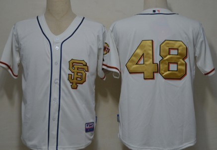 San Francisco Giants #48 Pablo Sandoval Cream With Gold Edition Jersey