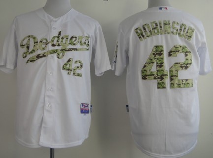 Los Angeles Dodgers #42 Jackie Robinson White With Camo Jersey
