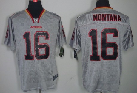 Nike San Francisco 49ers #16 Joe Montana Lights Out Gray Elite Jersey
