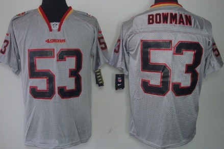 Nike San Francisco 49ers #53 Navorro Bowman Lights Out Gray Elite Jersey