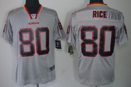 Nike San Francisco 49ers #80 Jerry Rice Lights Out Gray Elite Jersey