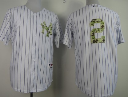 New York Yankees #2 Derek Jeter White With Camo Jersey