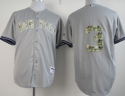 New York Yankees #3 Babe Ruth Gray With Camo Jersey